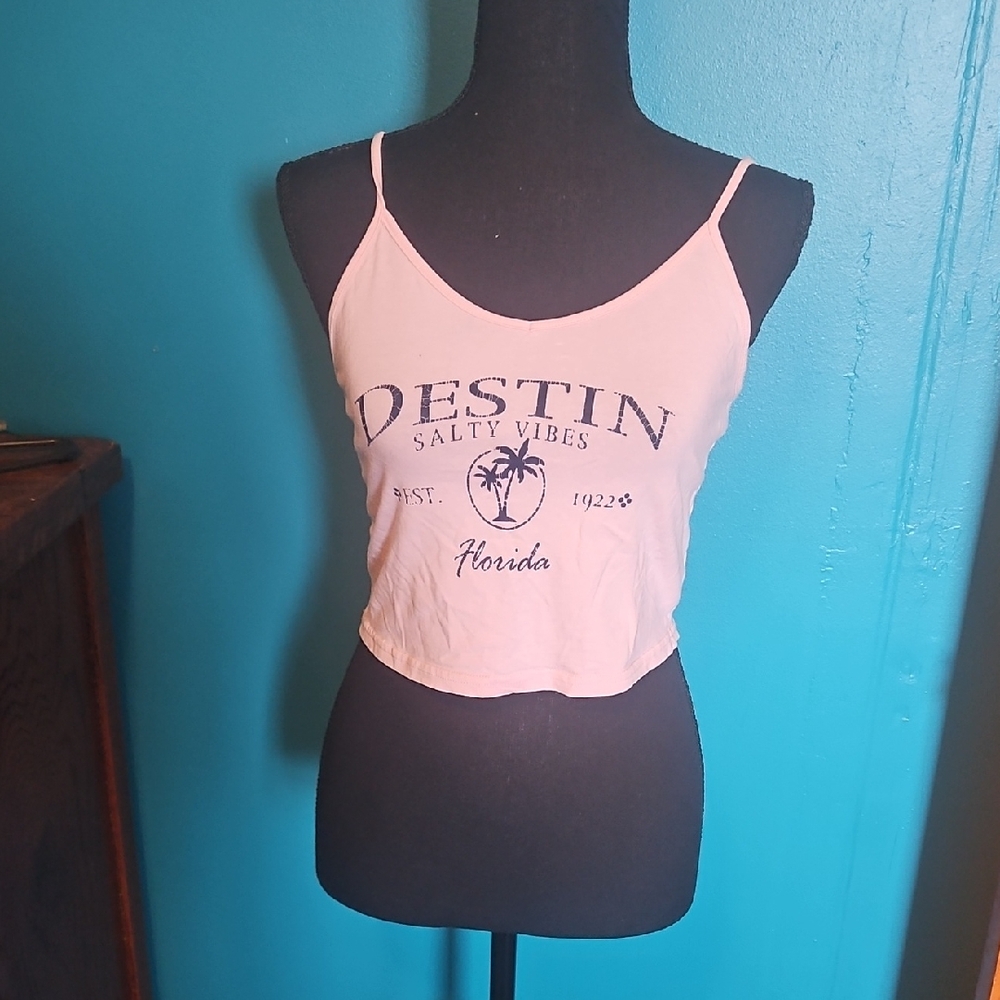 Hot Miami Styles Pink Destin 'Salty Vibes' Cropped Camisole